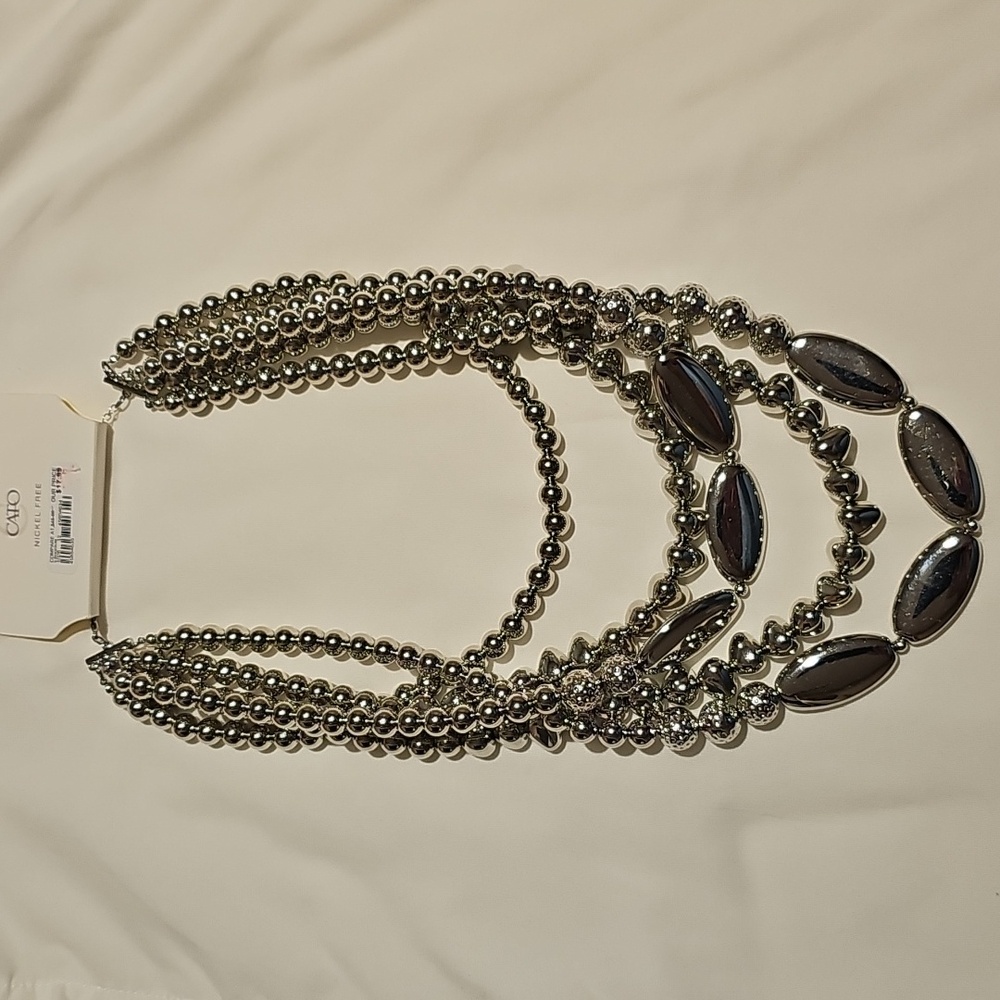 Cato Silver Tone Multi-Strand Necklace New